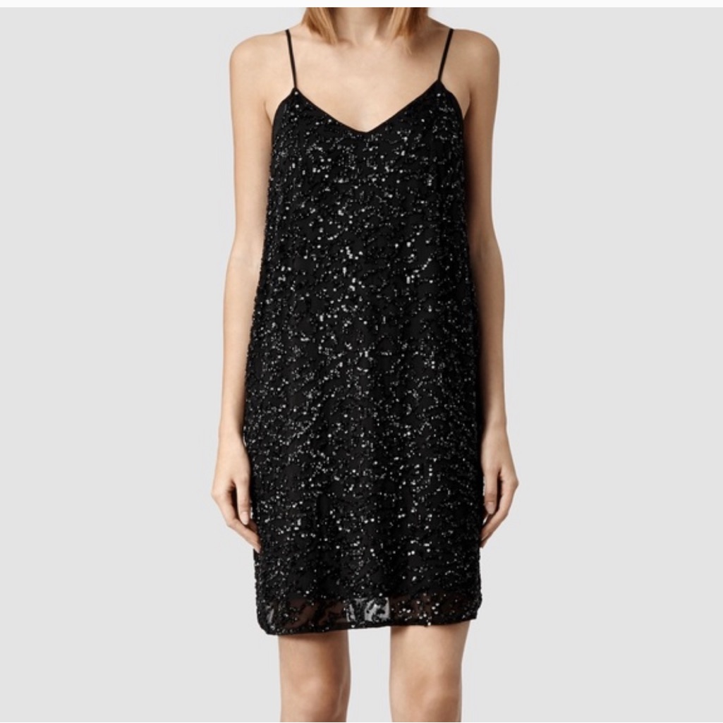 All Saints Black Hand-Embellished Mini Cocktail Elixir Dress (Us 2) (Bnwot,$365)